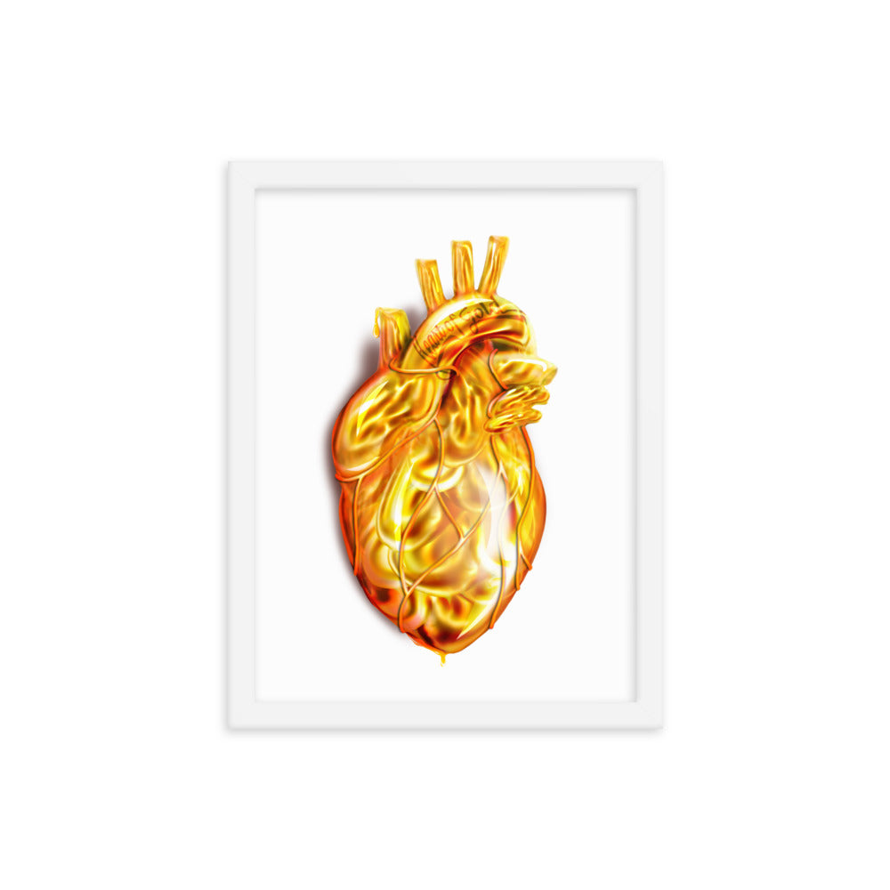 Digitally painted Heart of Gold wood framed poster, 12x16 , Three in the Trees.