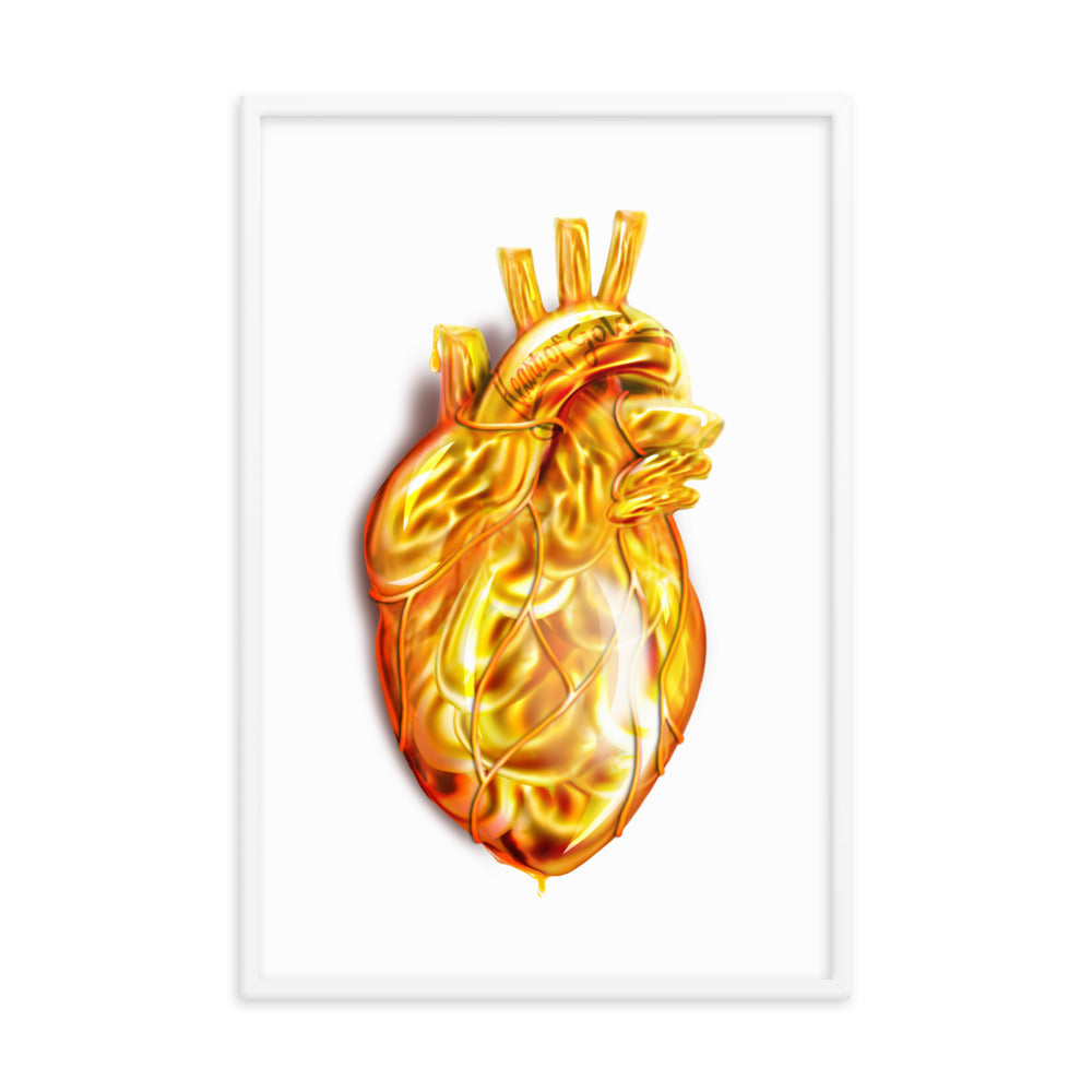 Digitally painted Heart of Gold wood framed poster, 24x36, Three in the Trees.