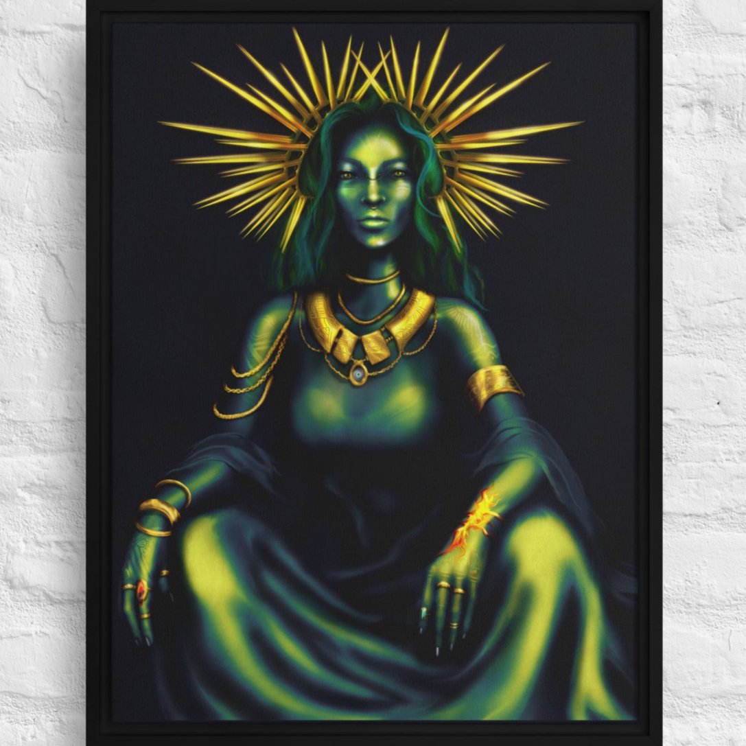 framed canvas, Gaia mother nature portrait, digital painting print 18x24, zoom