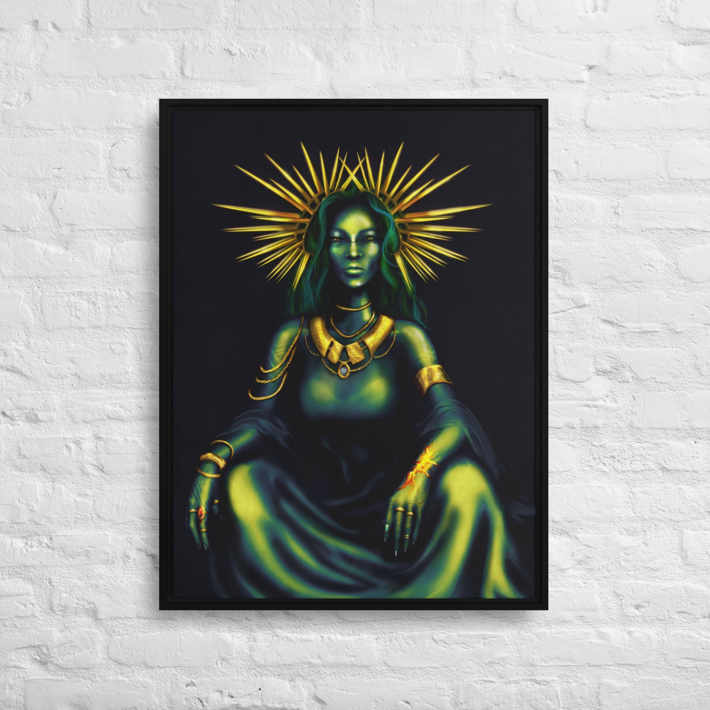 framed canvas, Gaia mother nature portrait, digital painting print 24x32