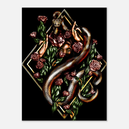 Gilded eve unframed, fine art poster print, three in the trees.