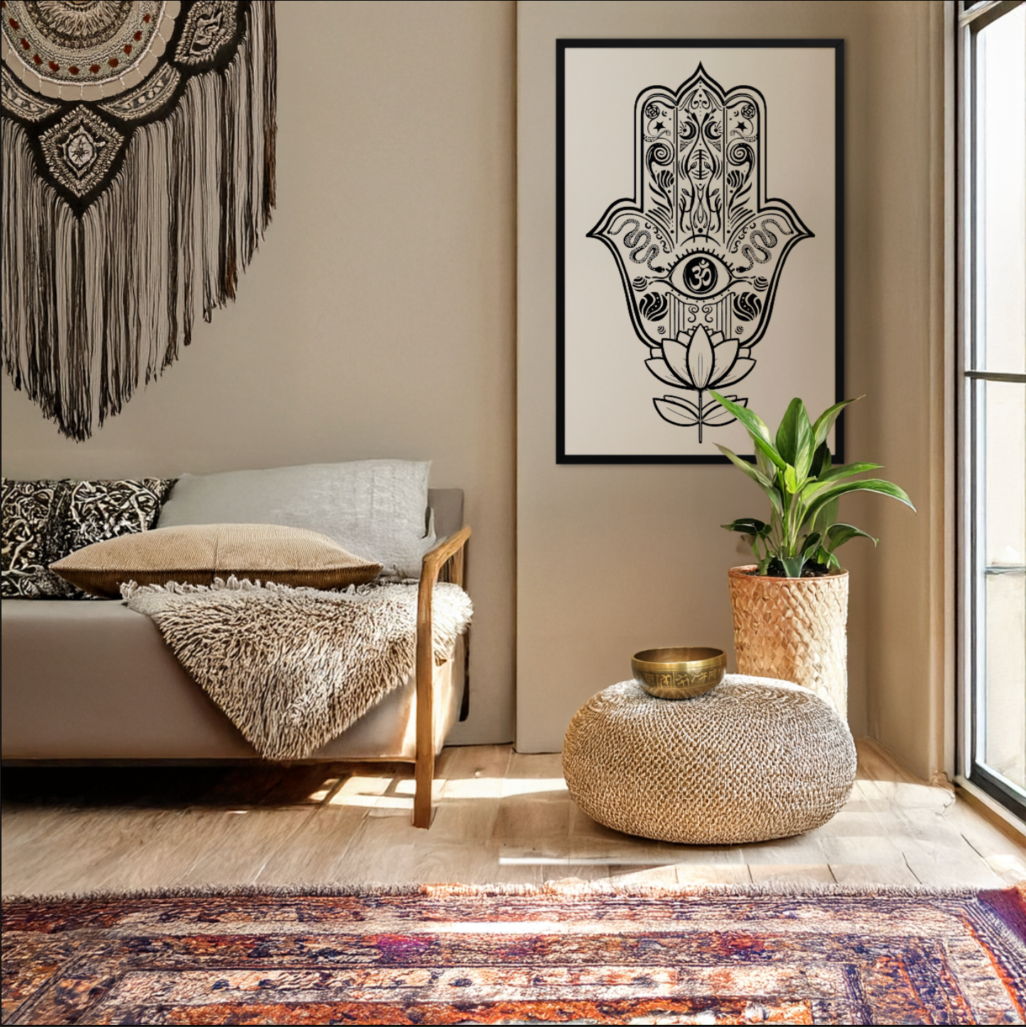 Hamsa Lotus Fine Art Poster - Three in the Trees