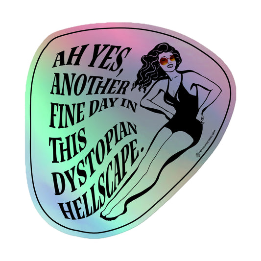 dystopia holographic sticker, three in the trees 5.5x5.5