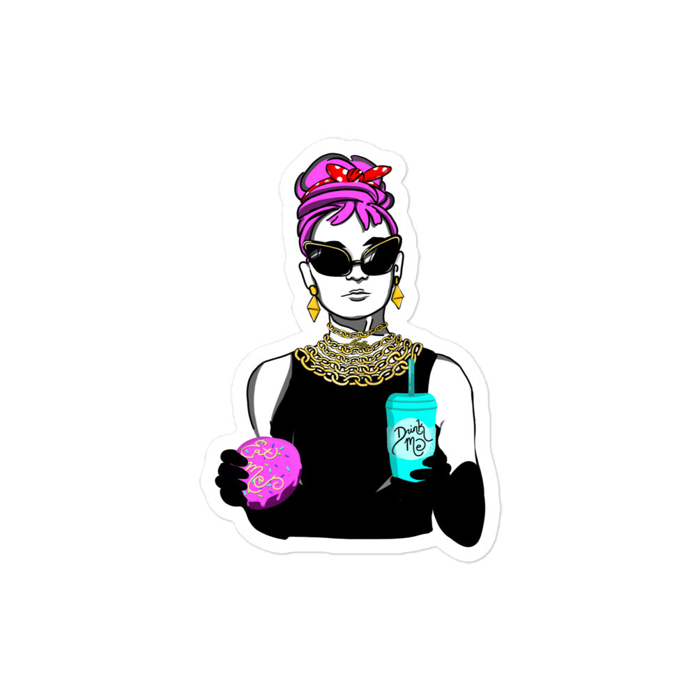 kiss cut sticker, digital drawing of Holly in Wonderland 4x4