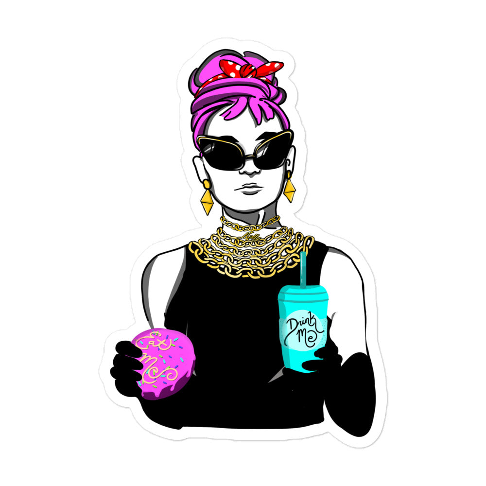 kiss cut sticker, digital drawing of Holly in Wonderland 5.5x5.5