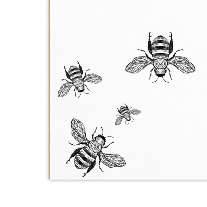 notepad with black ink honey bee cluster design, 11x8.5 detail zoom
