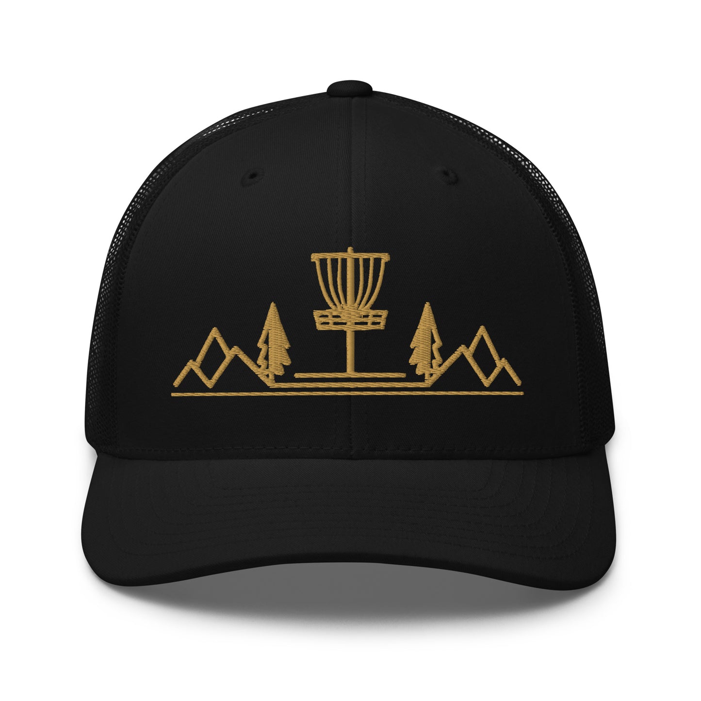 Disc Golf trucker hat, Three in the Trees, black front