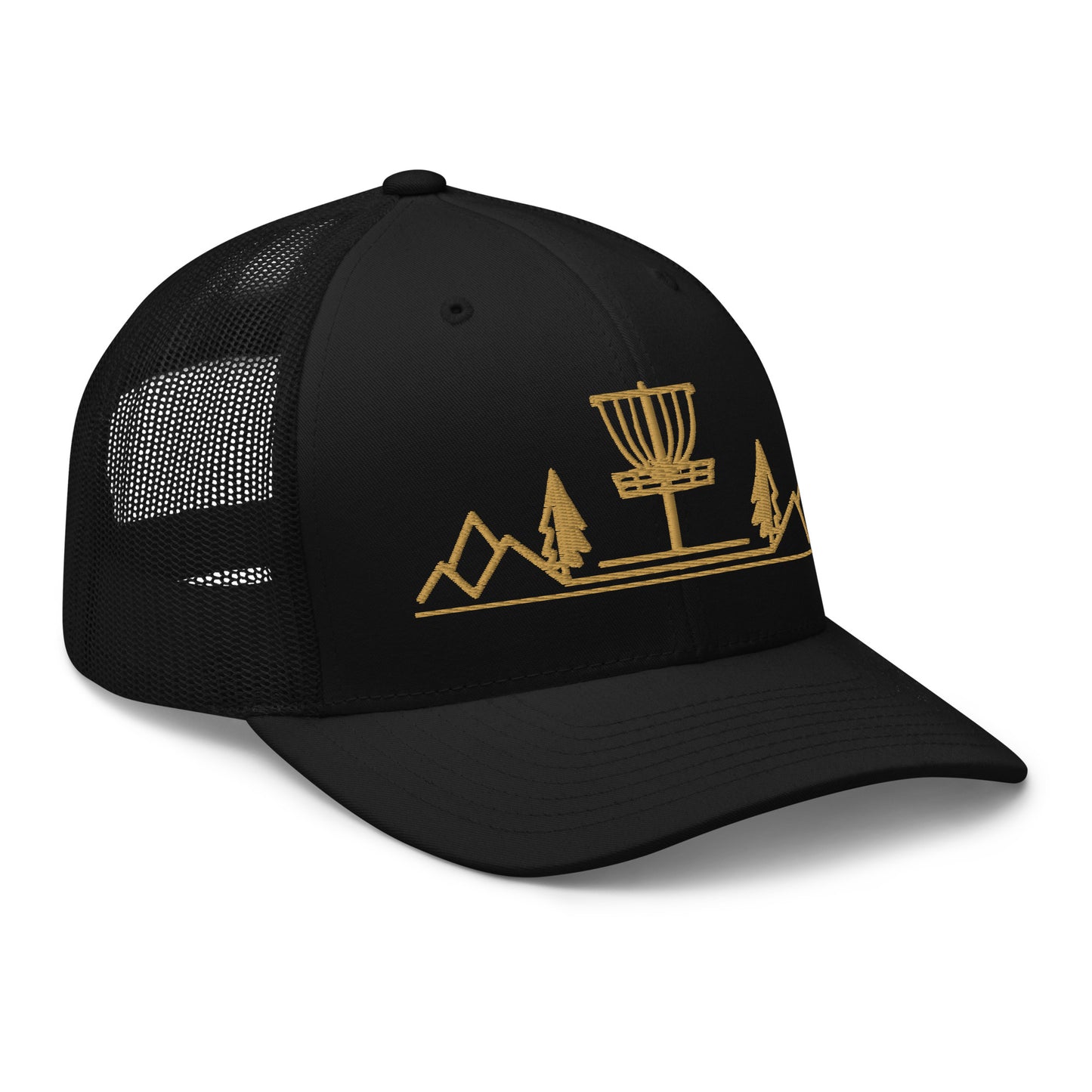 Disc Golf trucker hat, Three in the Trees, black side