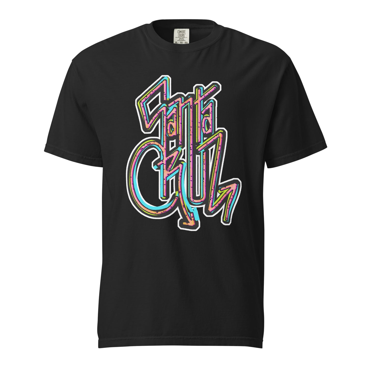 unisex garment dyed heavyweight t-shirt, Santa Cruz Graffiti, black