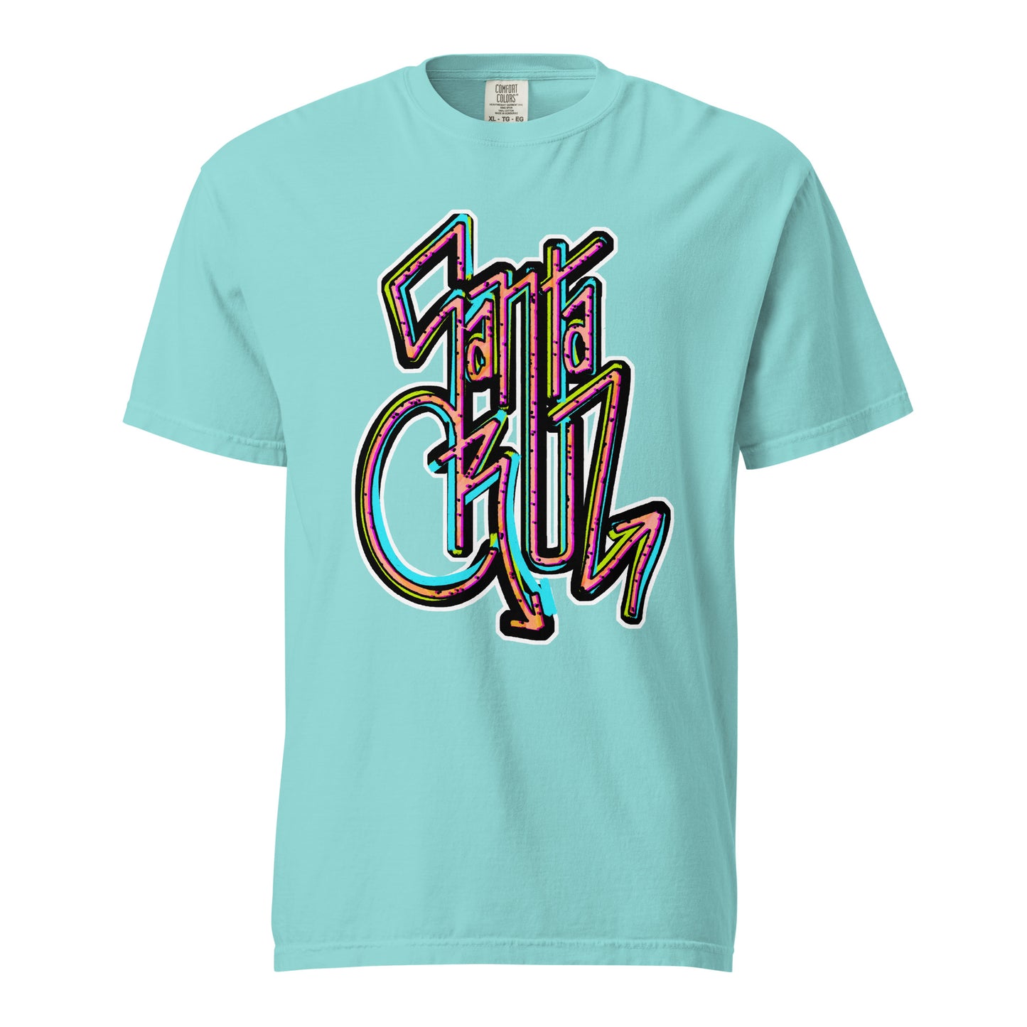 unisex garment dyed heavyweight t-shirt, Santa Cruz Graffiti, blue lagoon