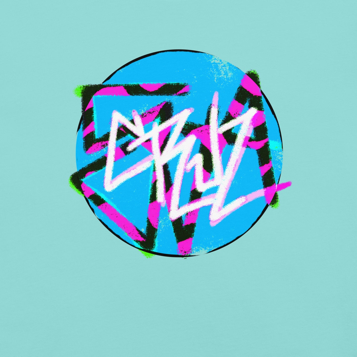 Santa Cruz Chalk unisex garment dyed heavyweight t-shirt, design detail, blue lagoon