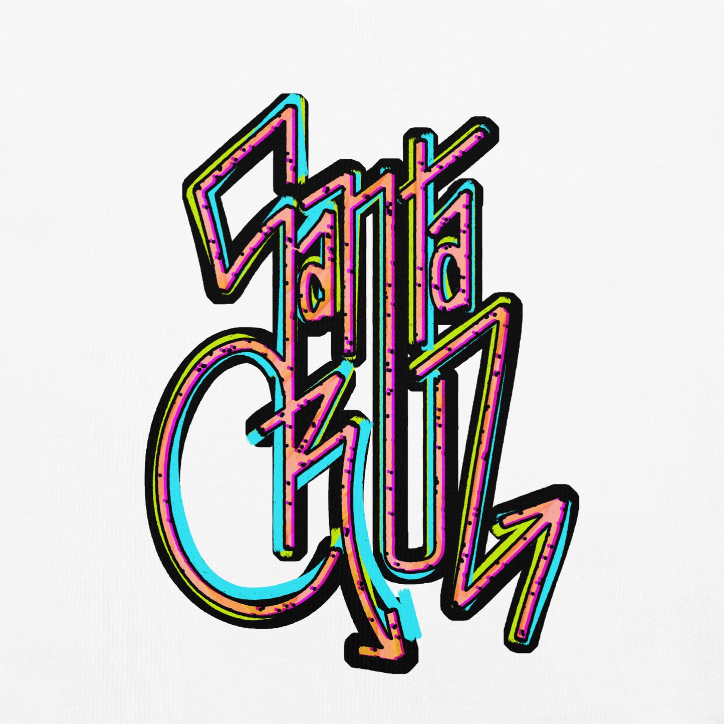 unisex garment dyed heavyweight t-shirt, Santa Cruz Graffiti, white, detail