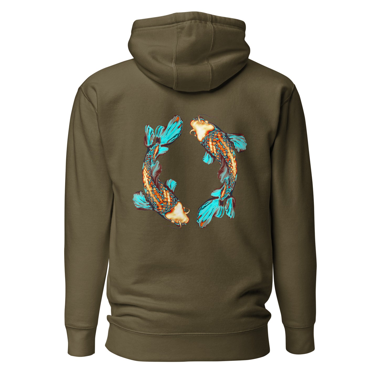 Unisex premium hoodie, River by Three in the Trees, military green
