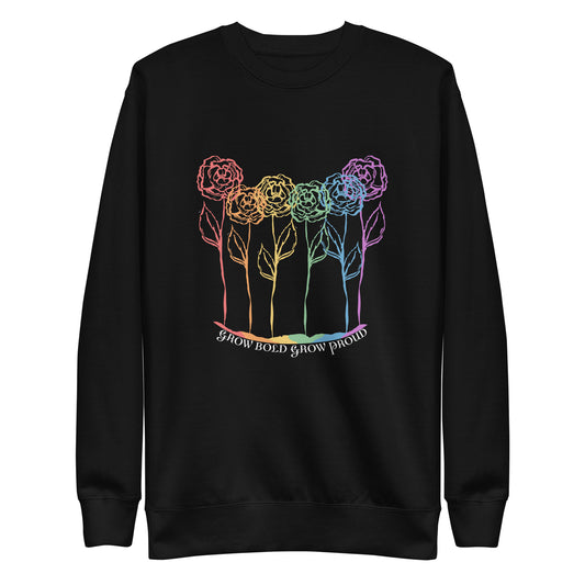 LGBT Bloom Premium Sweatshirt, black, three in the trees