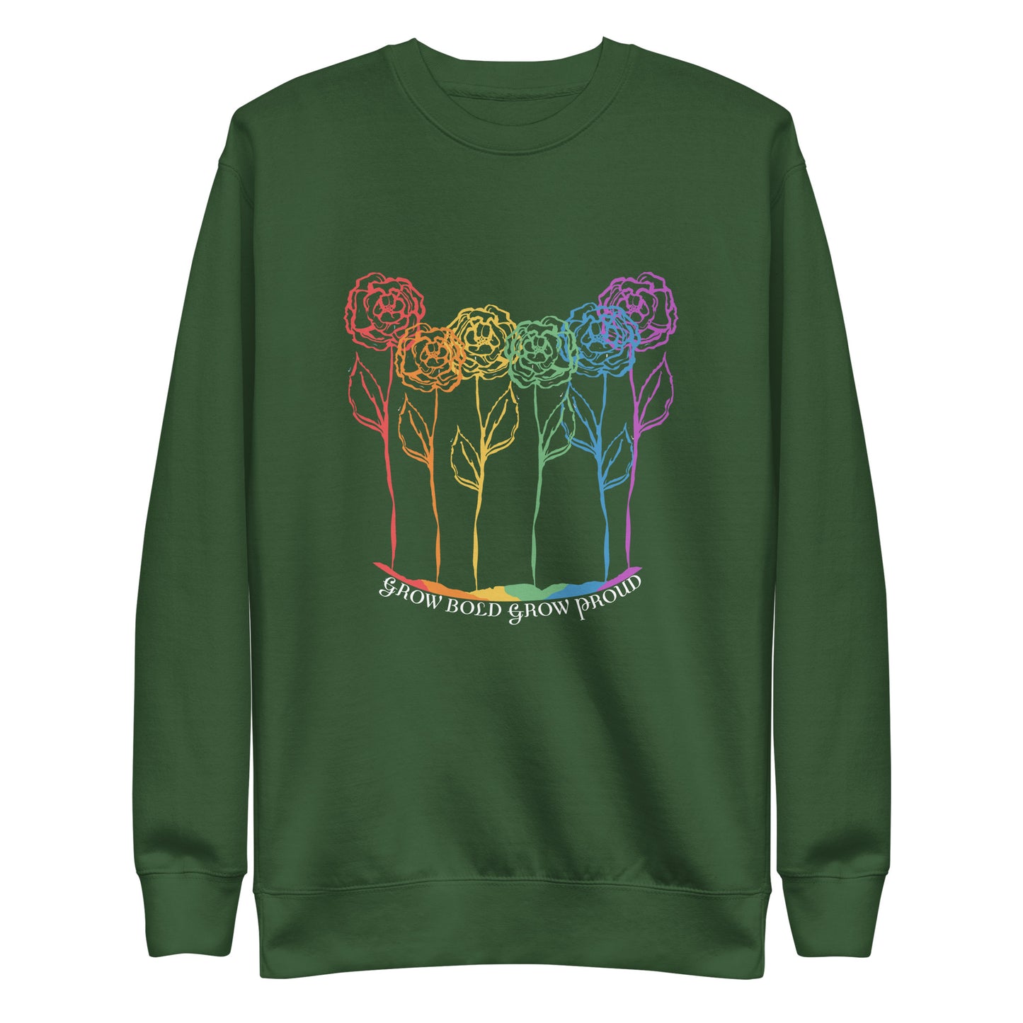 LGBT Bloom Premium Sweatshirt, forest green, three in the trees