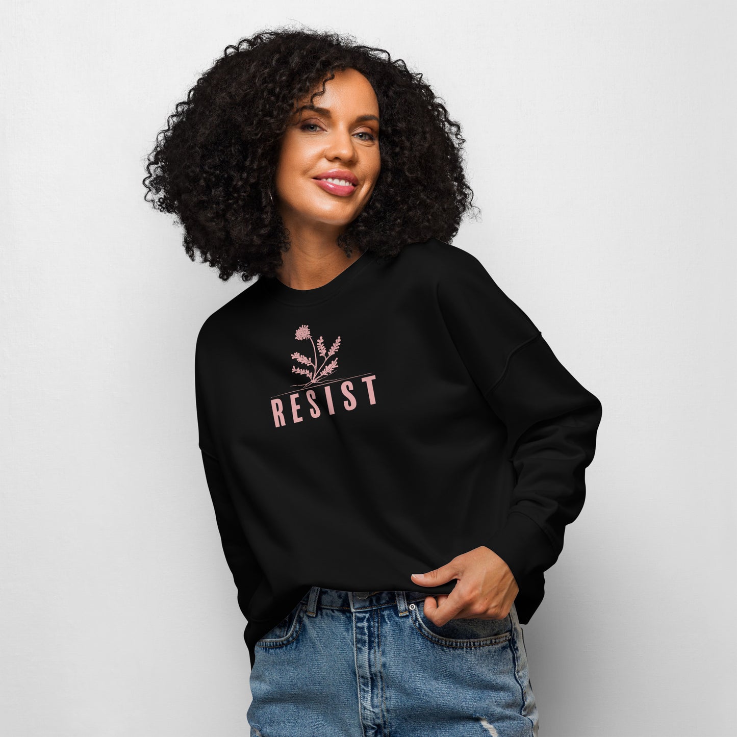 break through crew neck sweatshirt, black , three in the trees