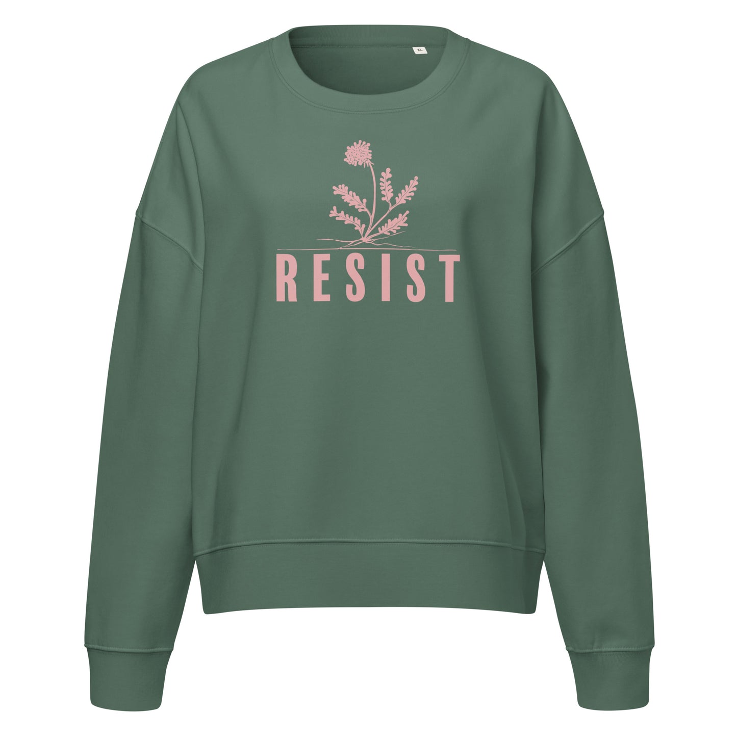 break through crew neck sweatshirt, green, three in the trees