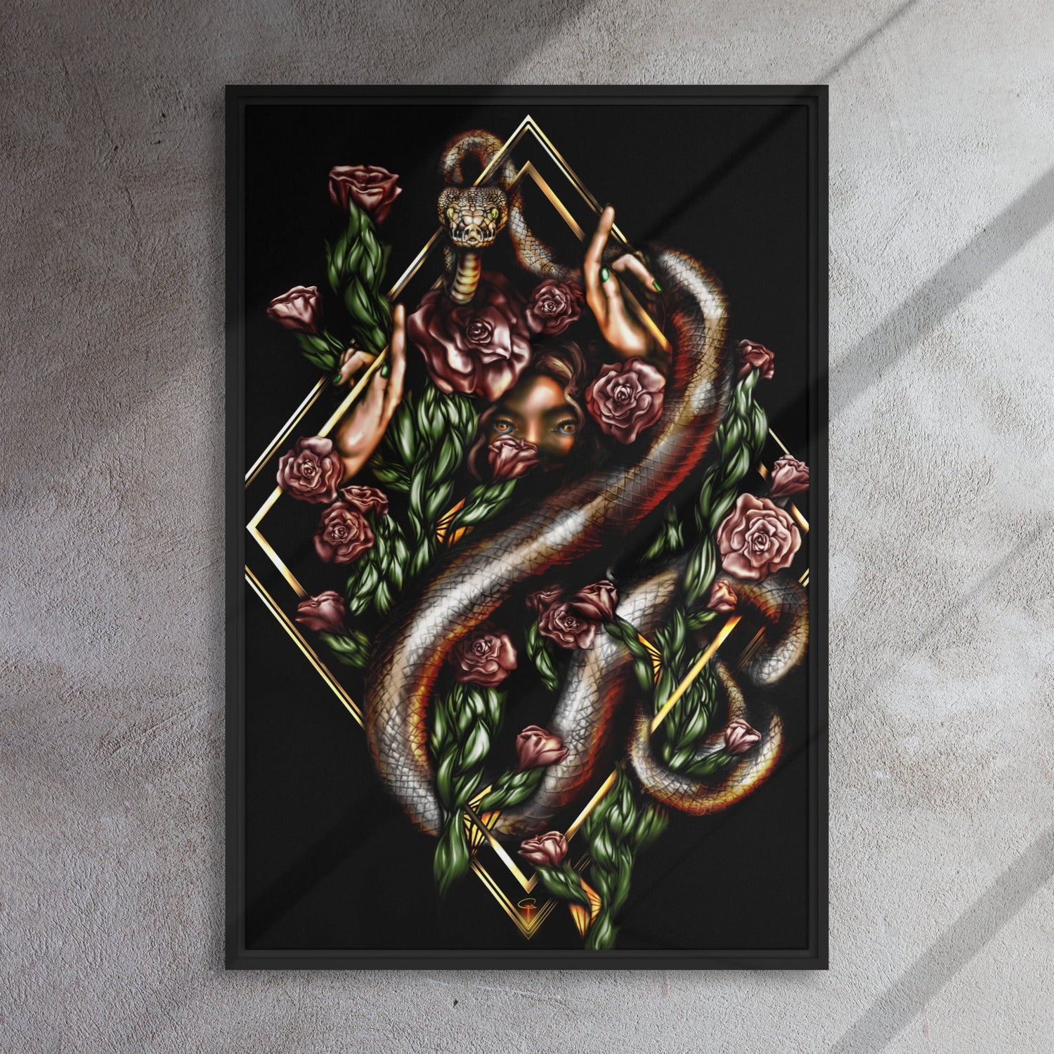 Gilded Eve framed canvas print, Three in the Trees