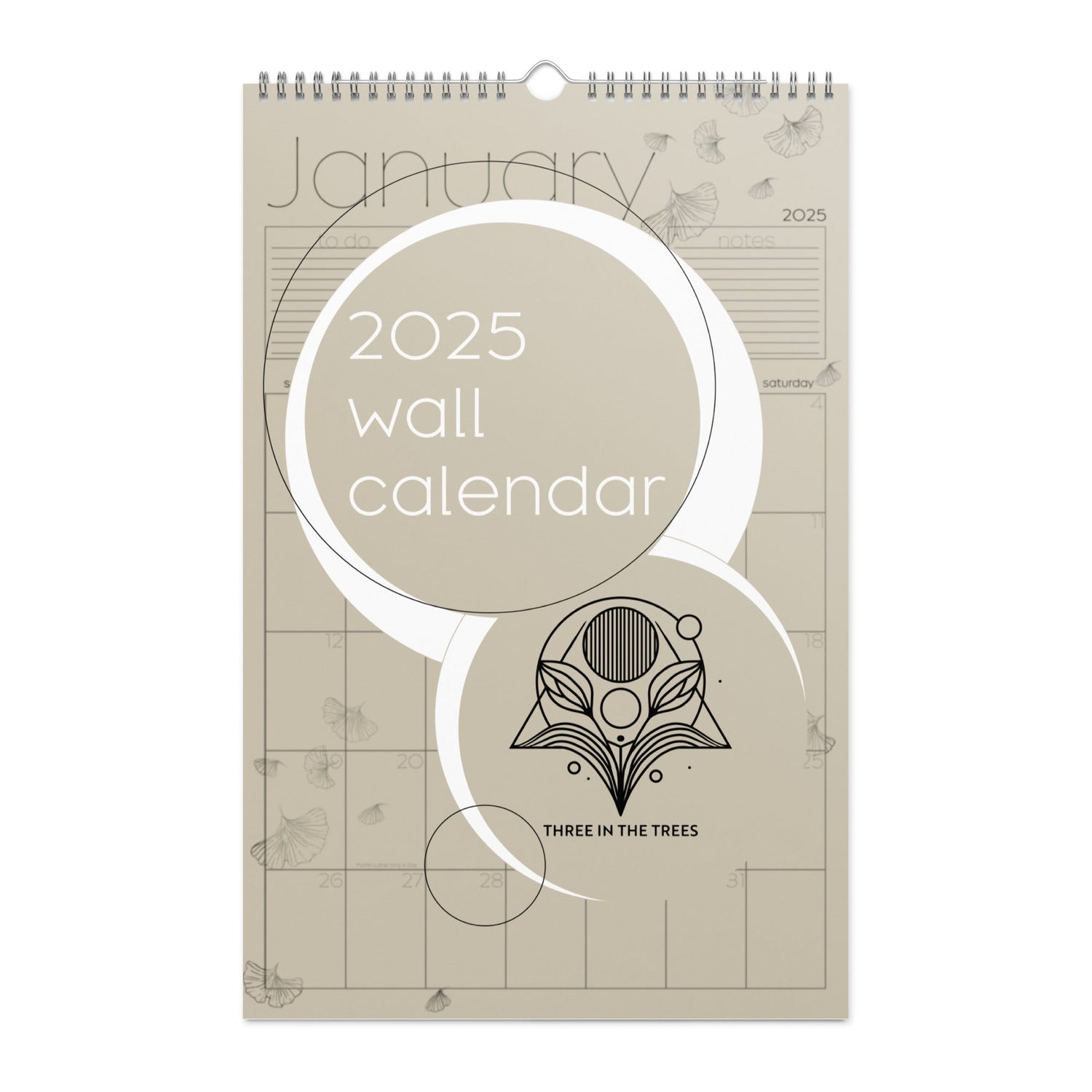 Three in the Trees monthly wall calendar, 2025