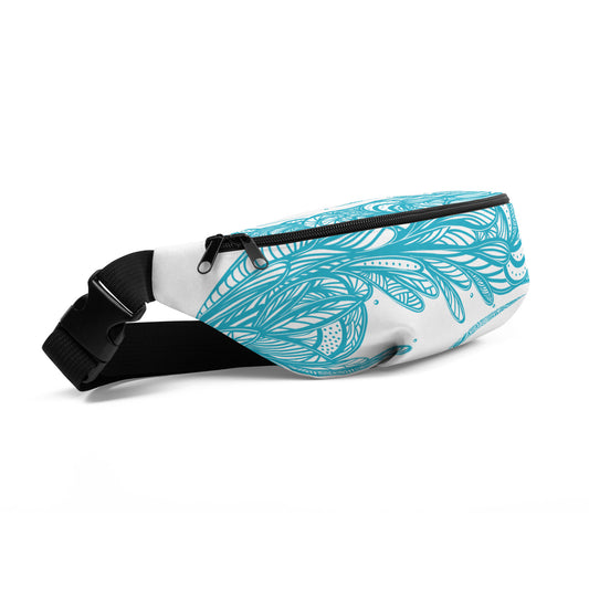 all over print fanny pack, waves, three in the trees, side