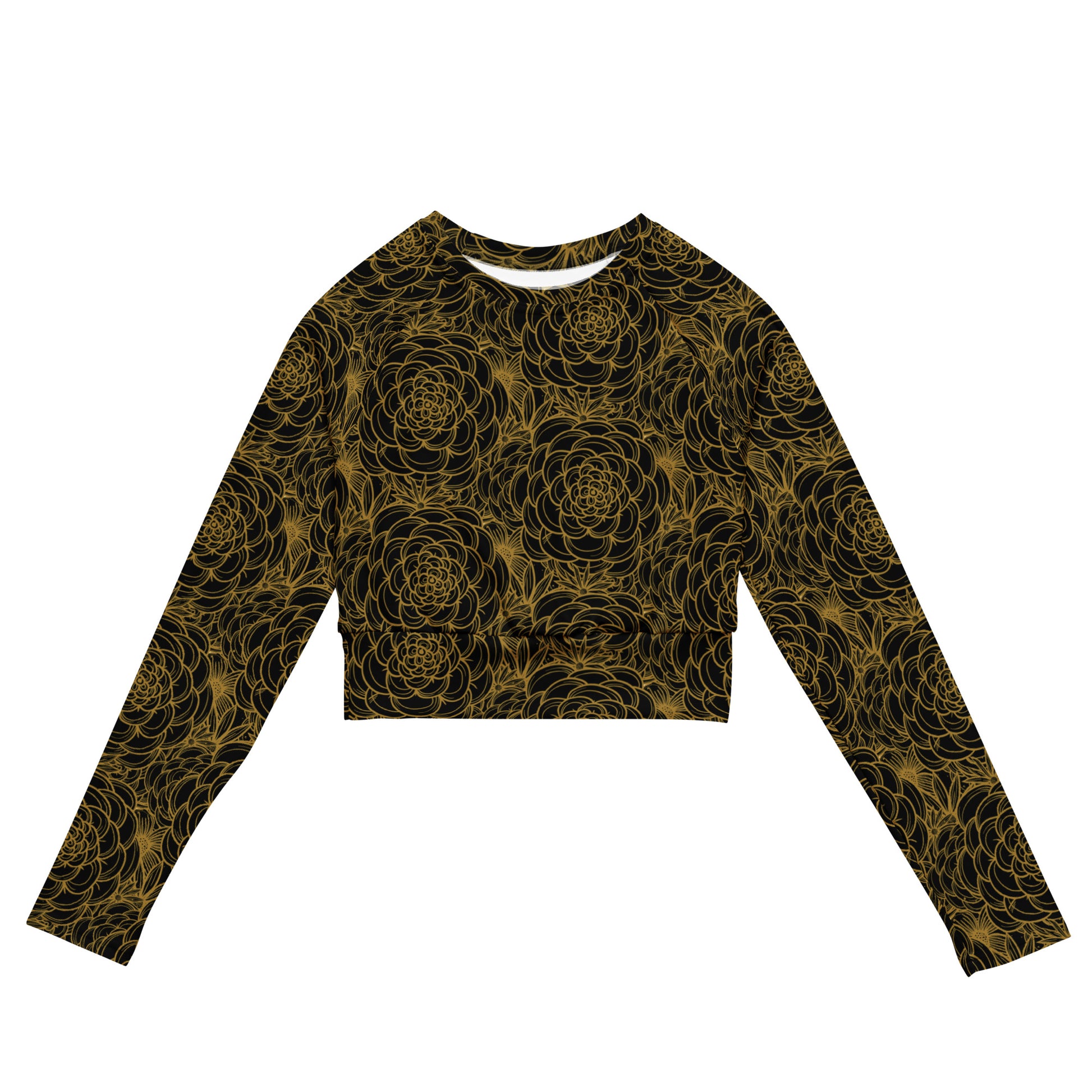 all over floral print recycled long sleeve crop top