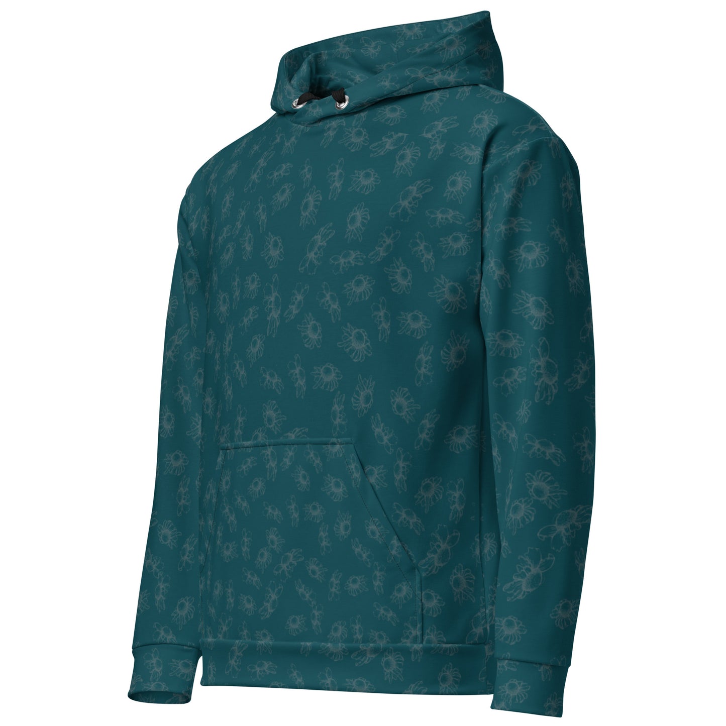 all over print unisex hoodie, ditsy floral daisy blue