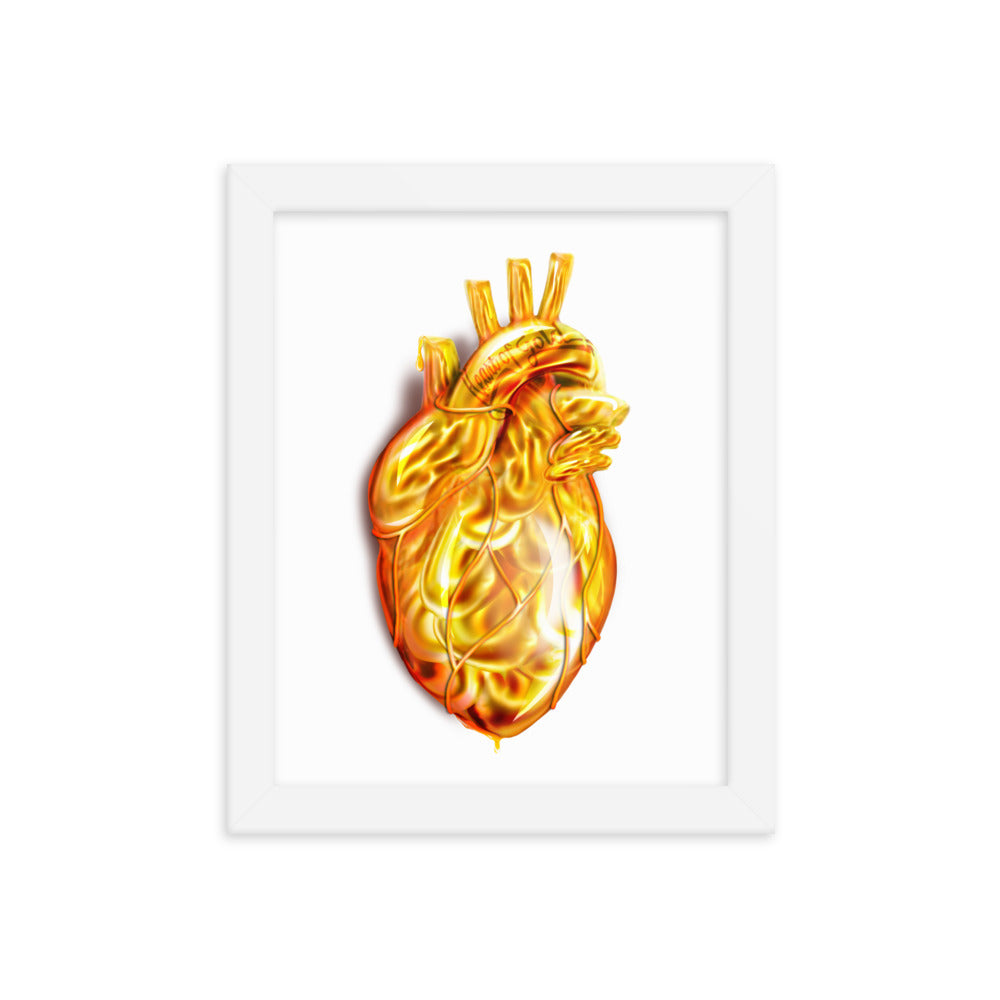 Digitally painted Heart of Gold wood framed poster, 8x10, Three in the Trees.