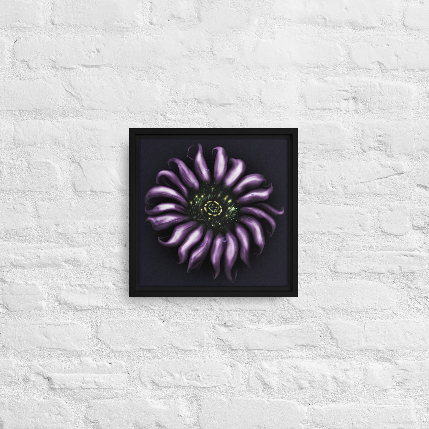 framed canvas print, surreal digital painting of purple passion flower 12x12