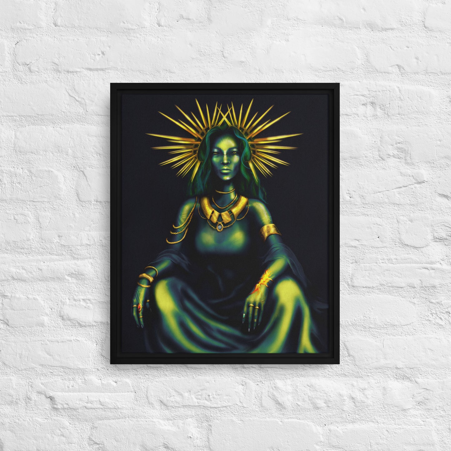 framed canvas, Gaia mother nature portrait, digital painting print 16x20