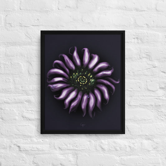 framed canvas print, surreal digital painting of purple passion flower 16x20