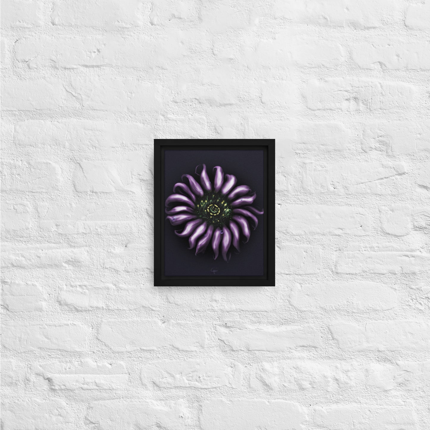 framed canvas print, surreal digital painting of purple passion flower 8x10