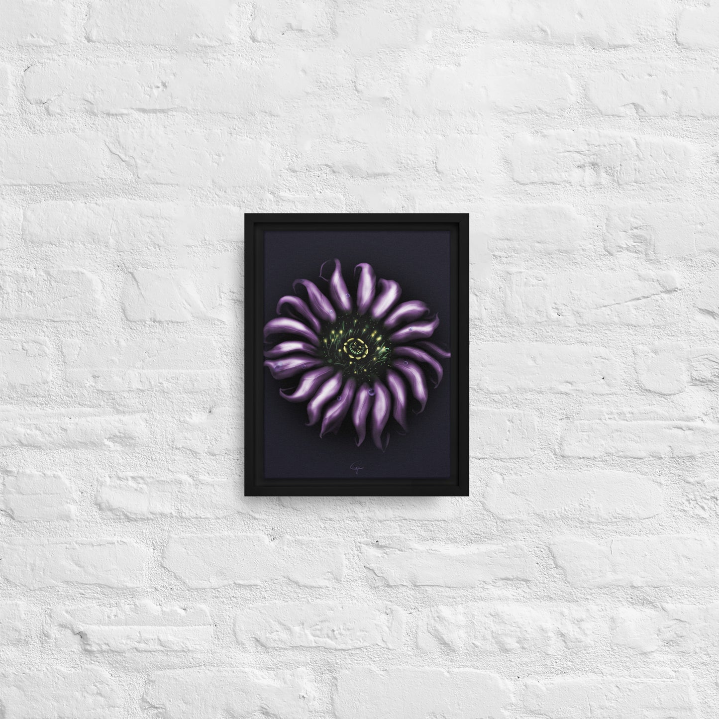 framed canvas print, surreal digital painting of purple passion flower 9x12