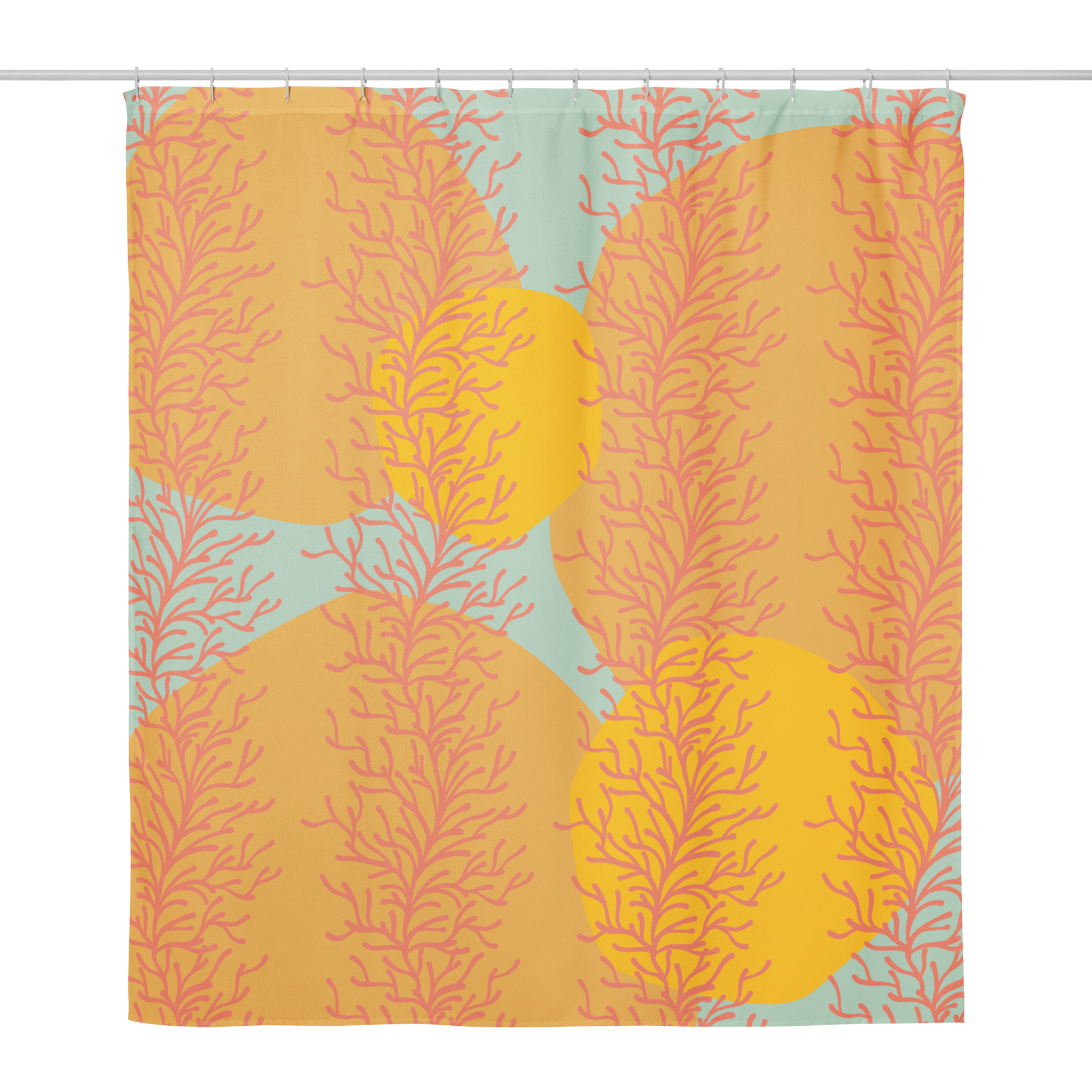 Coral Breeze shower curtain - Three in the Trees
