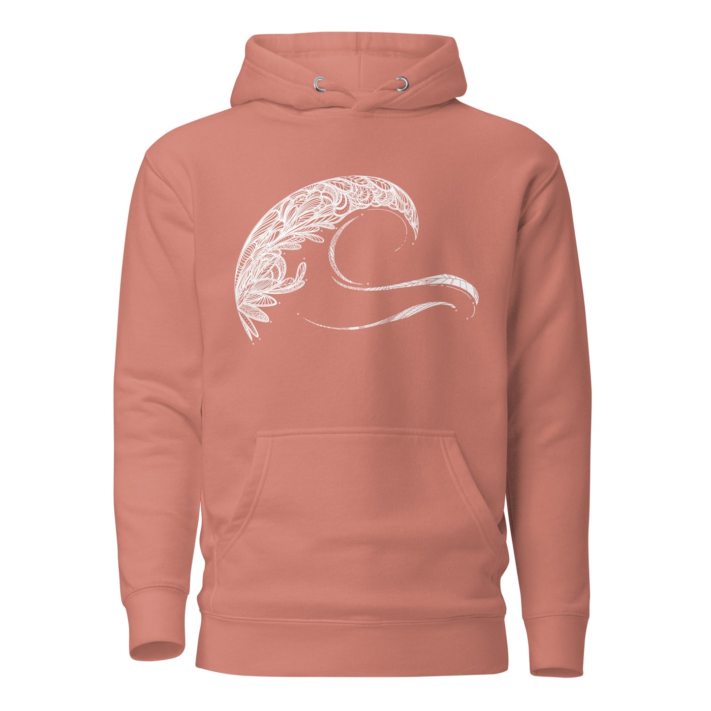 Unisex hoodie featuring Tribal Wave, design by Three in the Trees. dusty rose