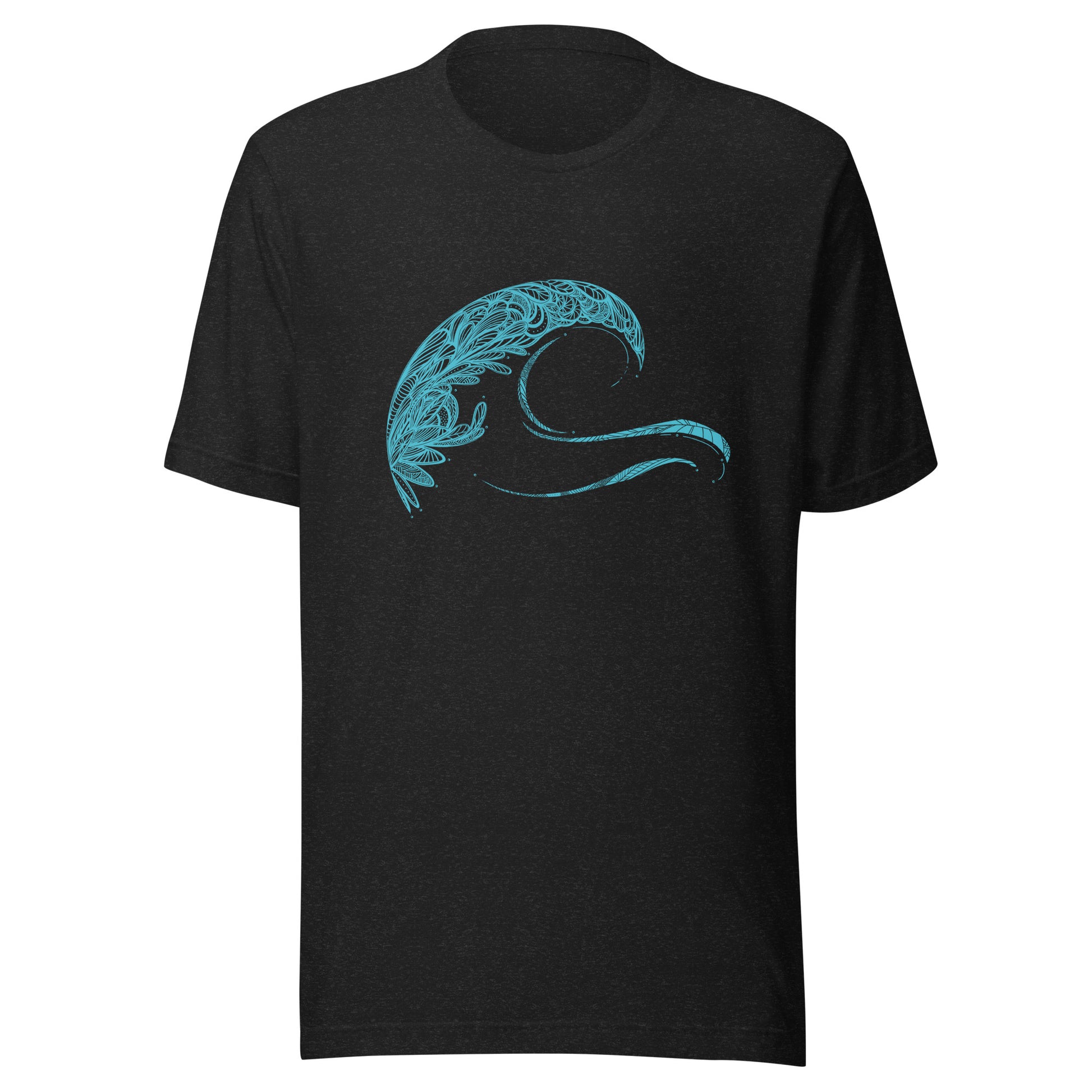 cotton unisex t-shirt featuring Tribal Wave, design by Three in the Trees. black