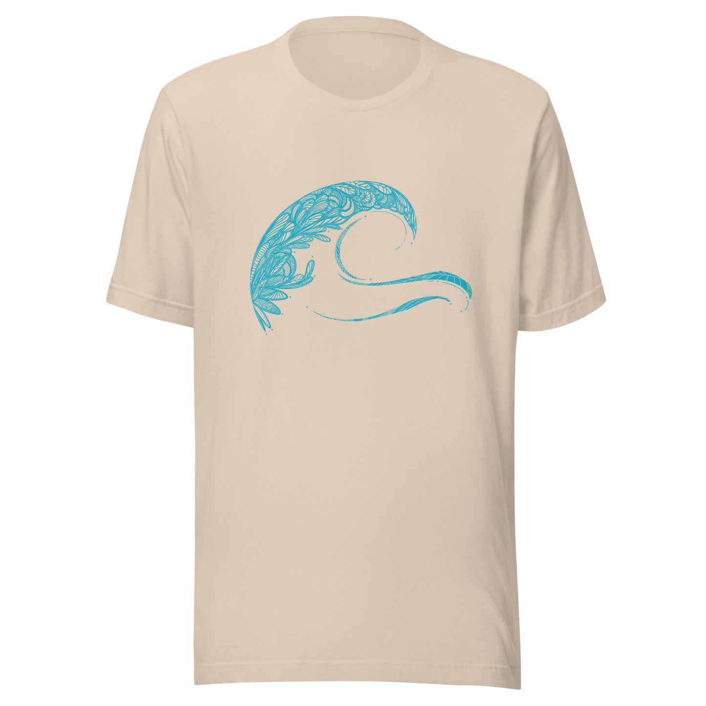 cotton unisex t-shirt featuring Tribal Wave, design by Three in the Trees. soft cream.