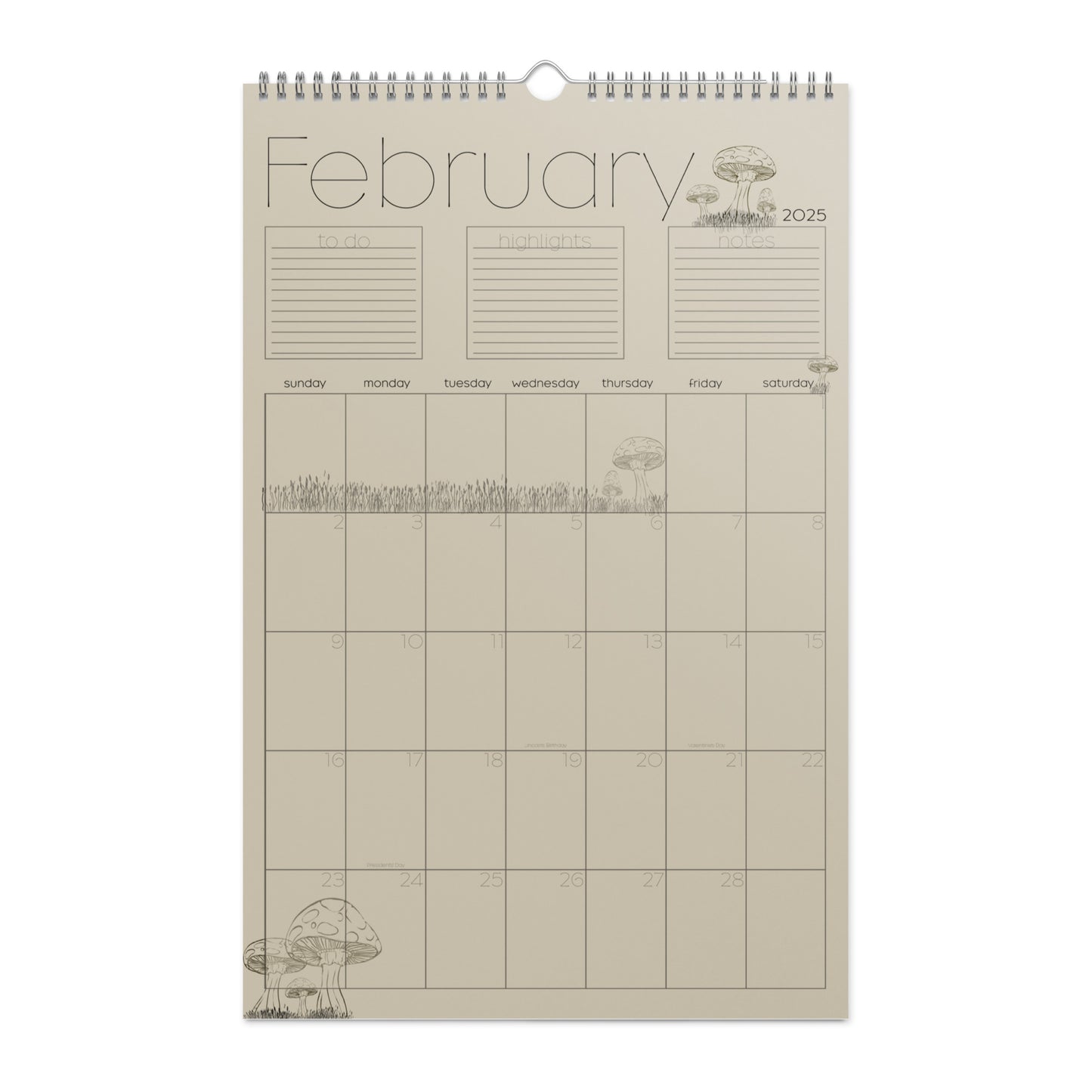 Three in the trees 2025 wall calendar, February