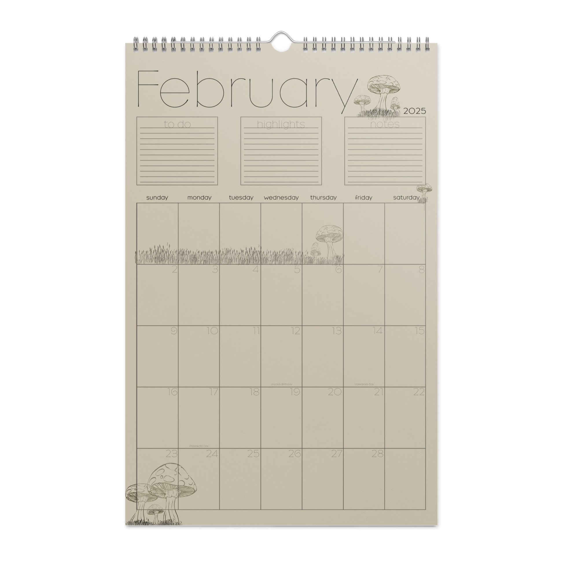 Three in the trees 2025 wall calendar, February