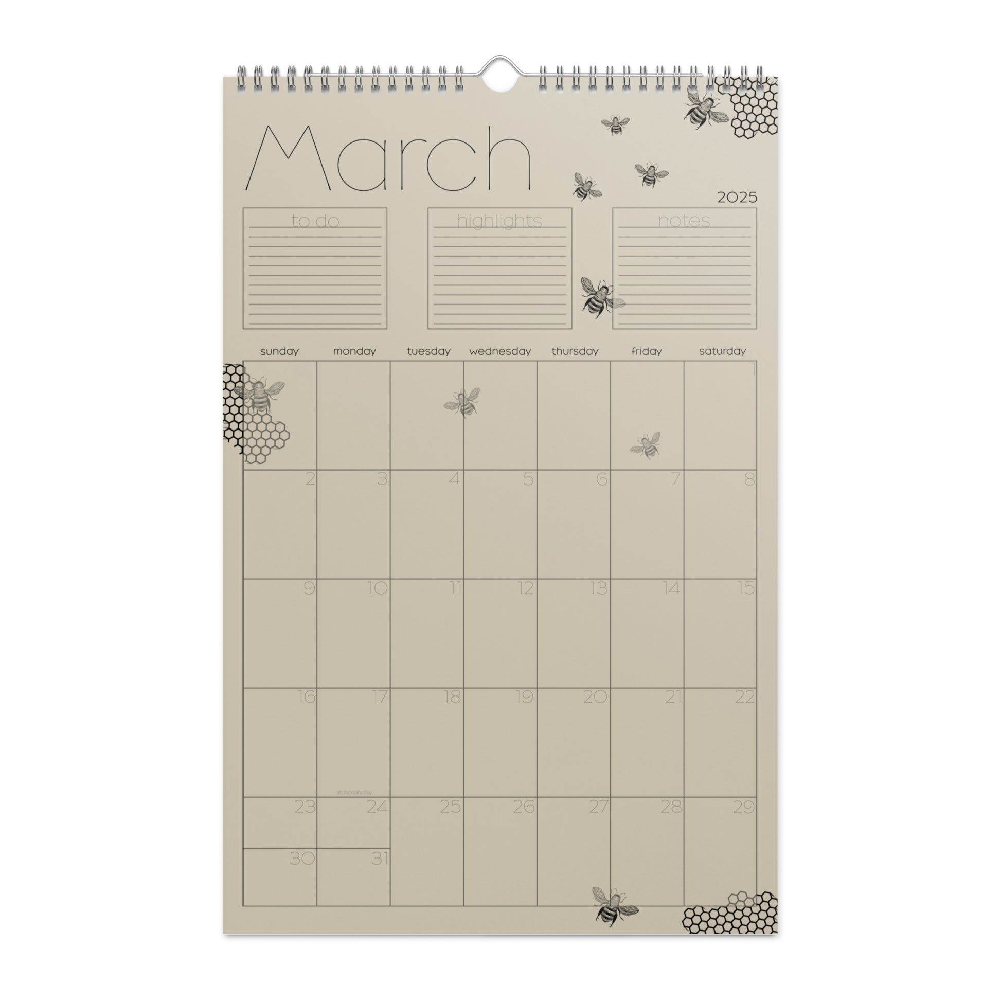 Three in the trees 2025 wall calendar, March