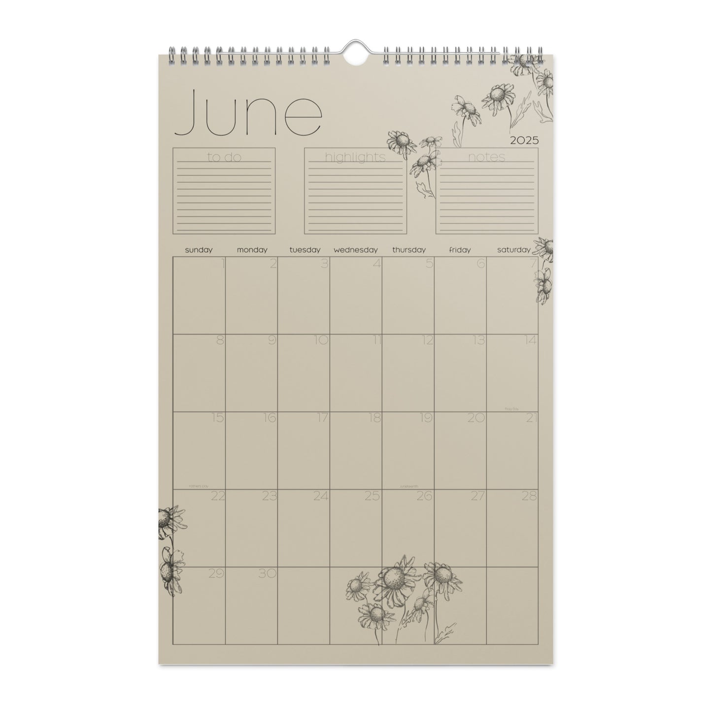 Three in the trees 2025 wall calendar, June