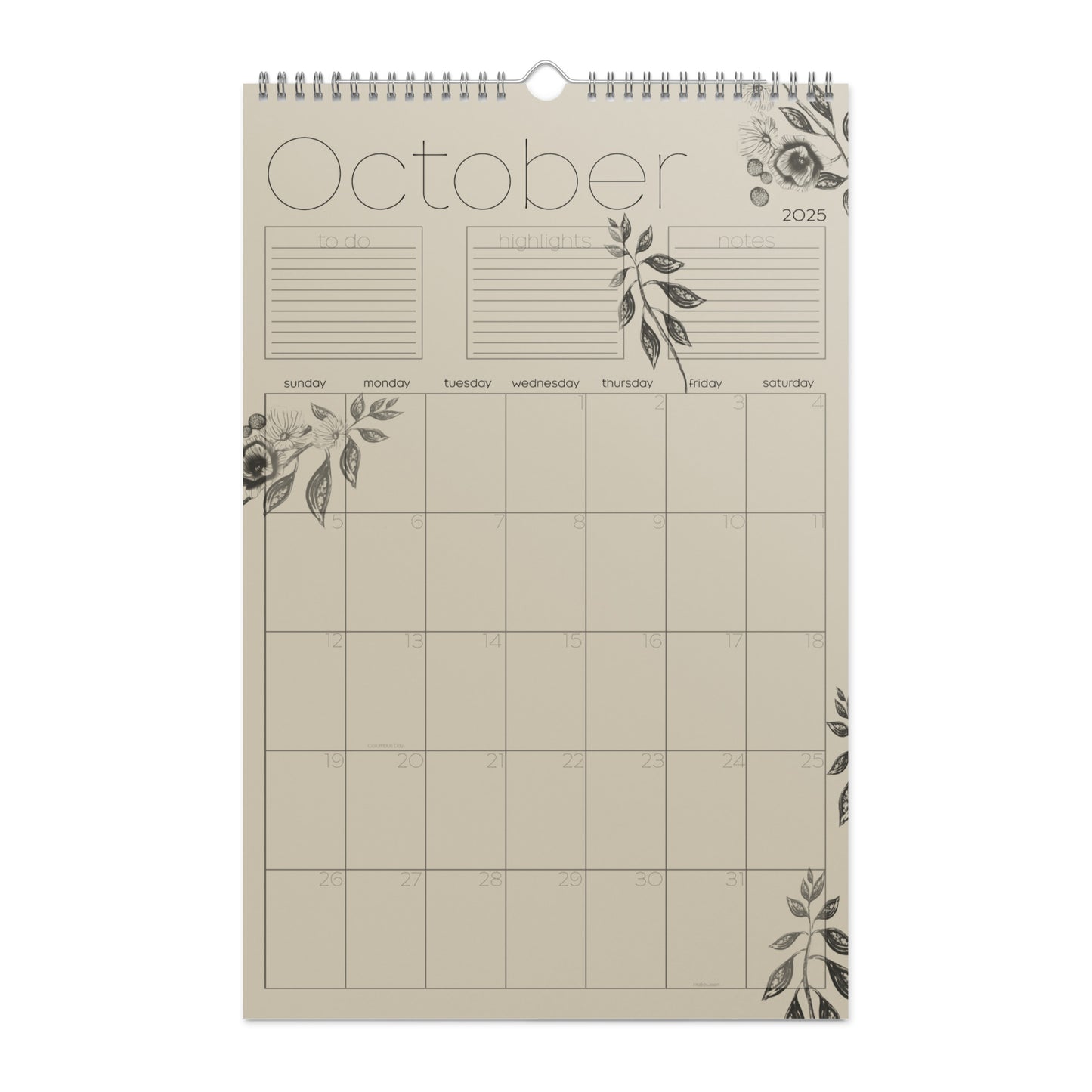 Three in the trees 2025 wall calendar, October