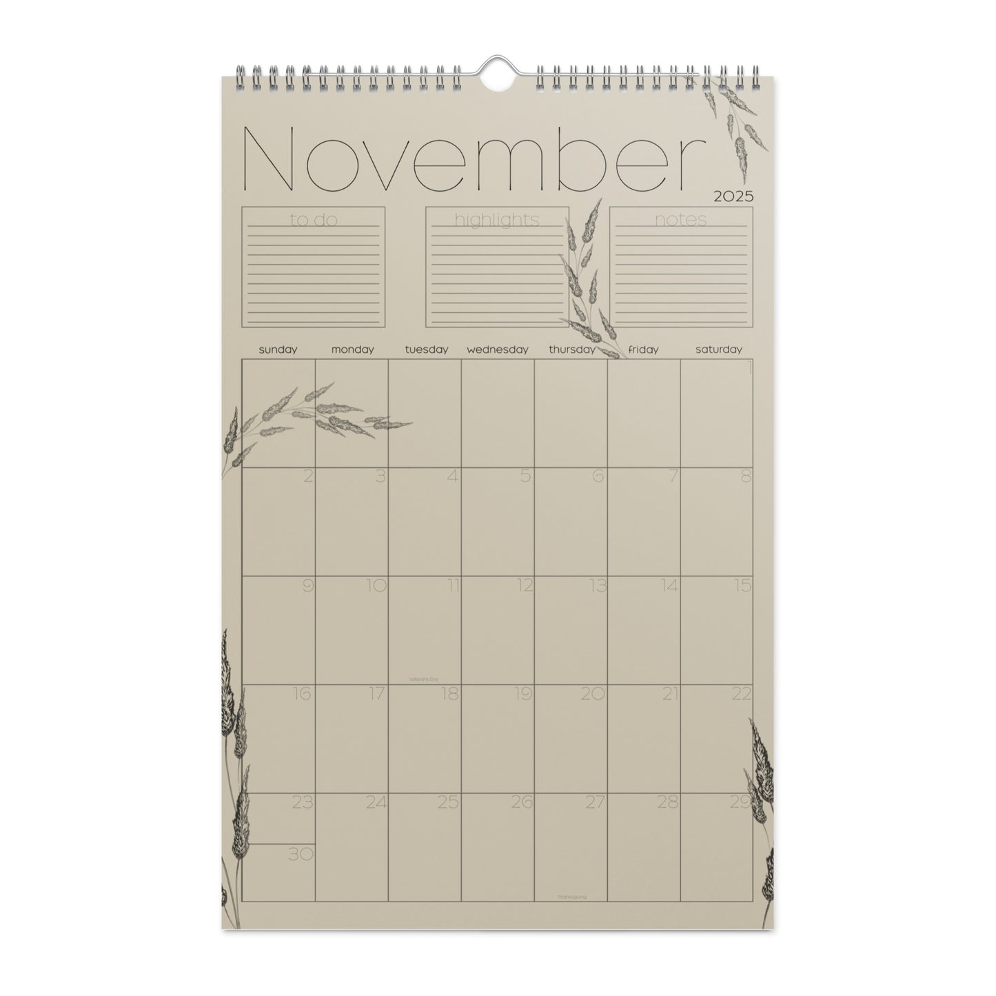 Three in the trees 2025 wall calendar, November