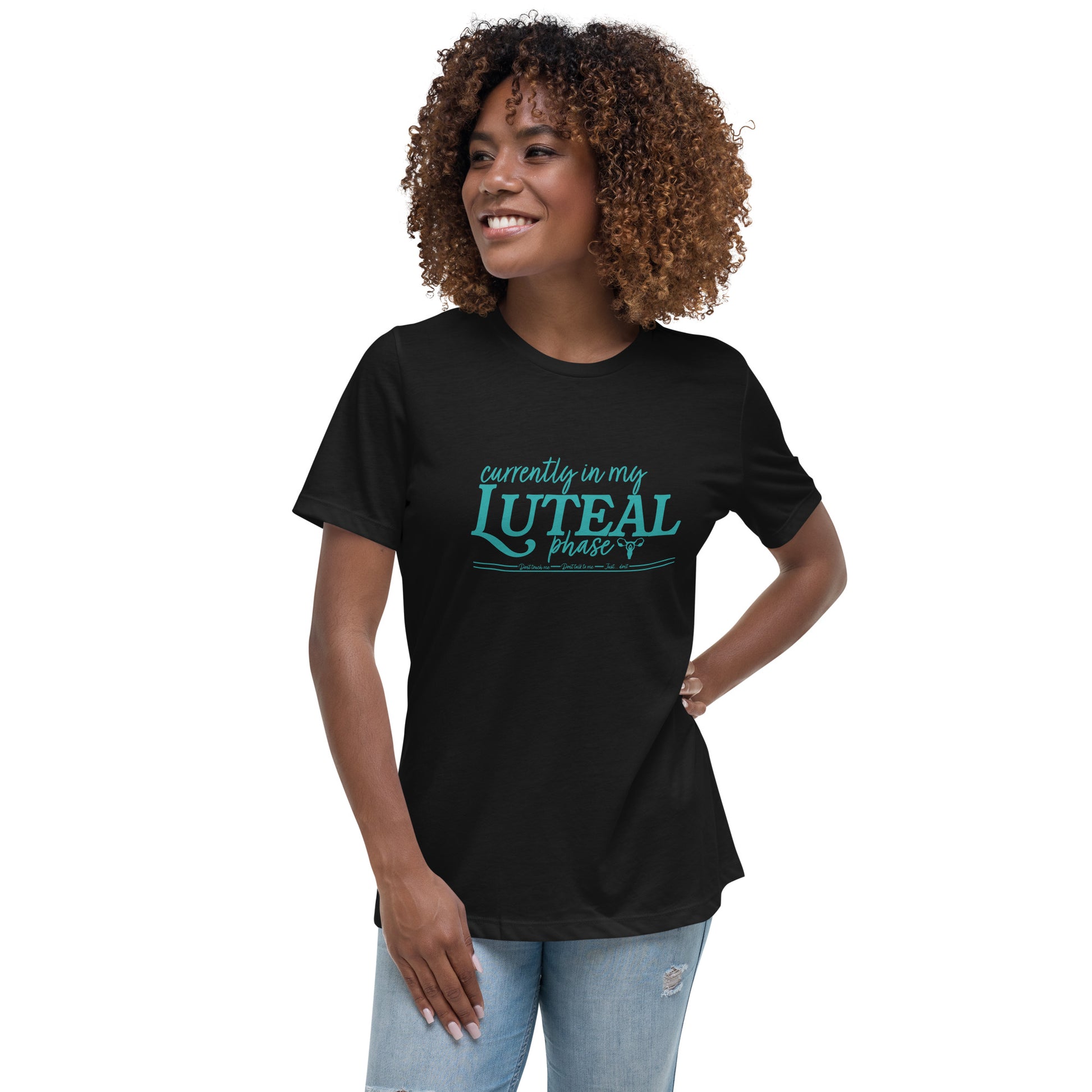 women's relaxed t-shirt, luteal phase front graphic